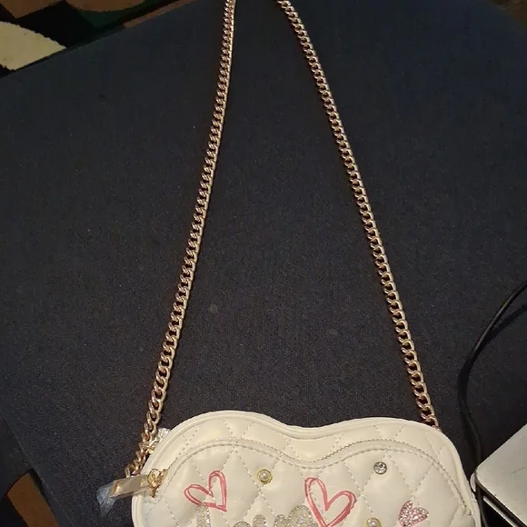 Aldo White and Gold Mini Heart Bag